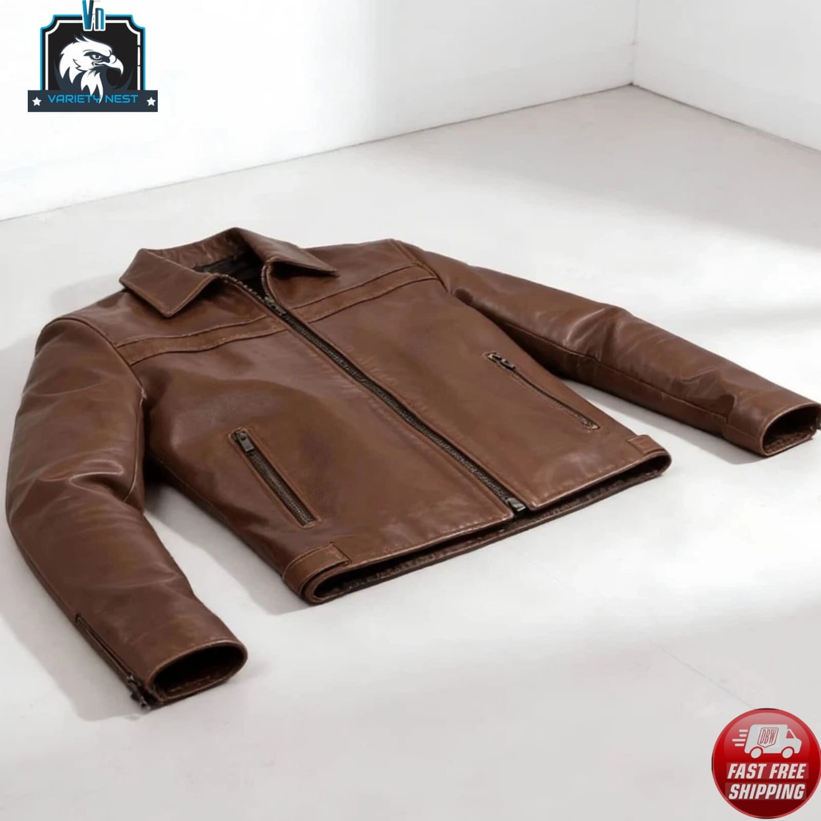 Men’s Brown Leather Cafe Racer Jacket Classic Vintage Motorcycle Handmade Coat