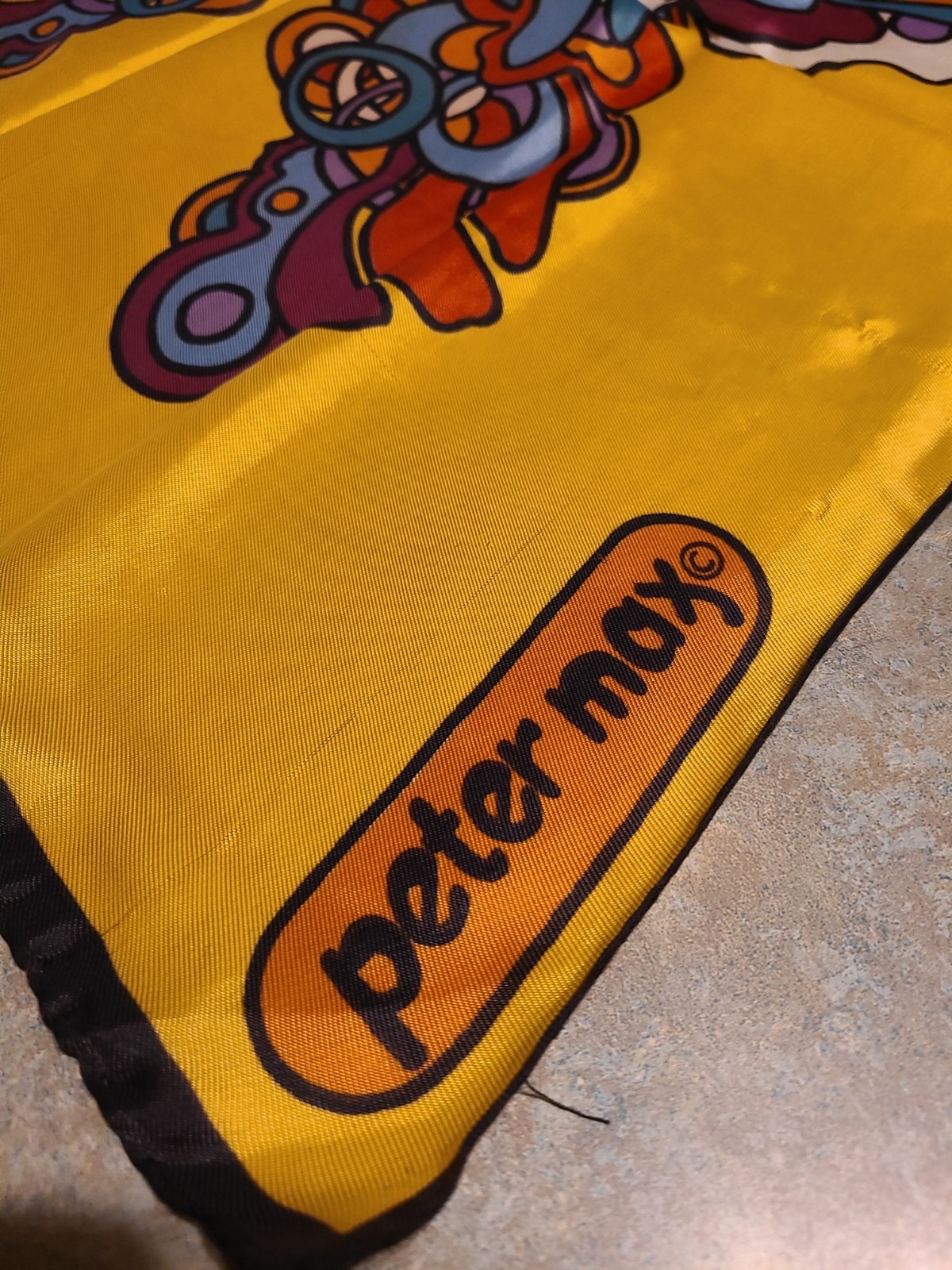 Peter Max Authentic 60s Psychedelic Butterfly Silk Scarf. 21″ Square. Rare Find.