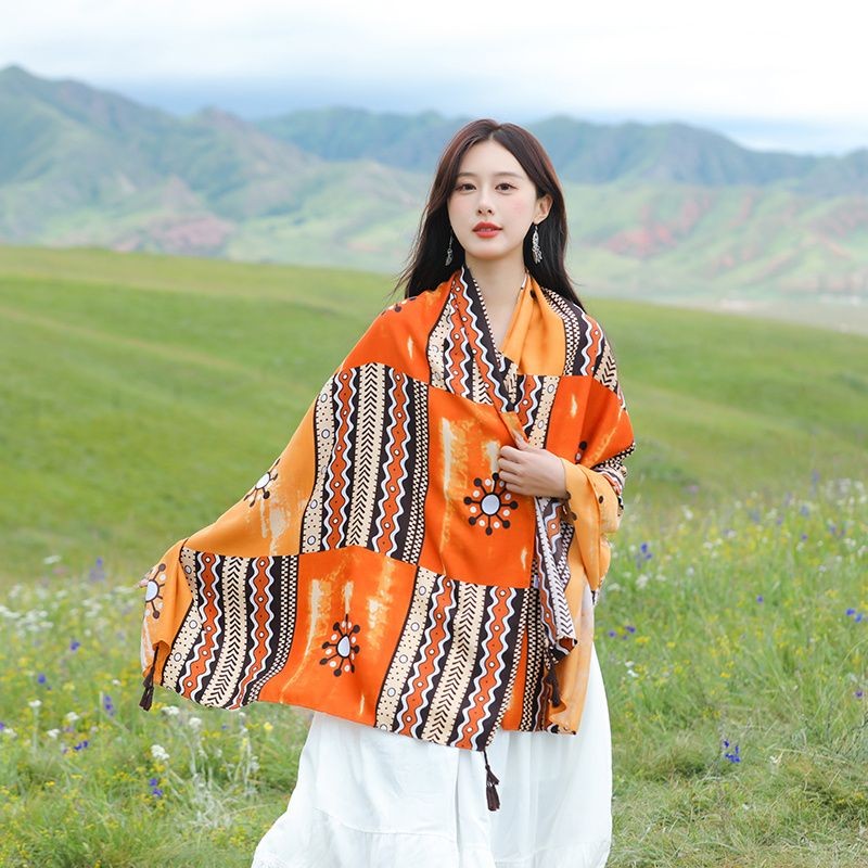 Boho Beach Scarf Shawl Wrap Lightweight Cover for Travel Sun Photo Outfit