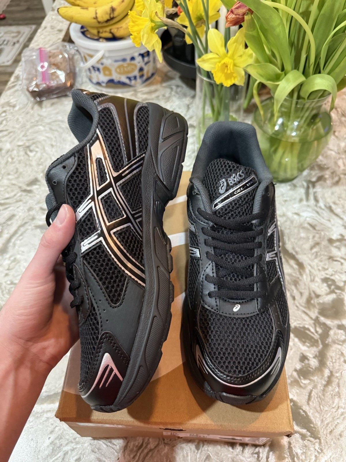 ASICS GEL-1130 Men’s Low Top Mesh Lace-Up Sneakers Black/Pure Silver 2023