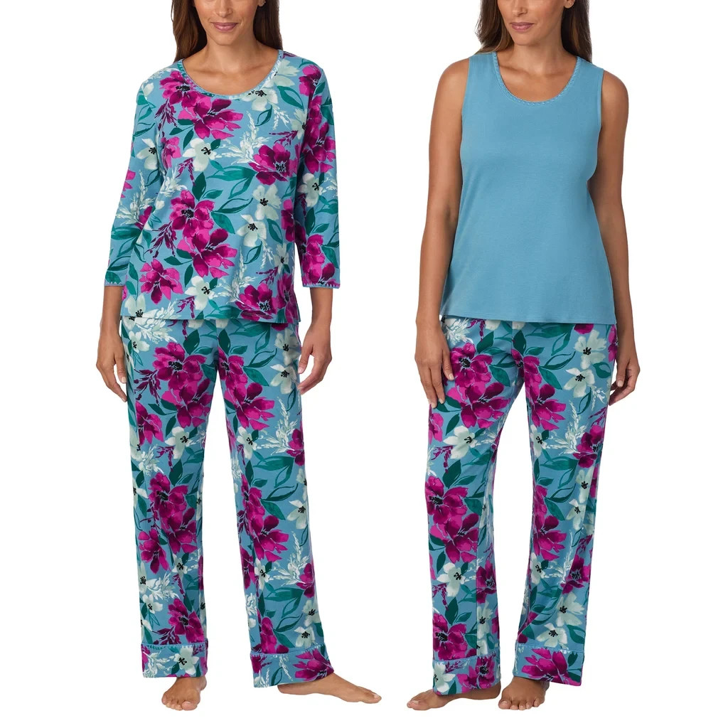 Carole Hochman Midnight Women’s 3-Piece Cotton PJ Set or tank or pant