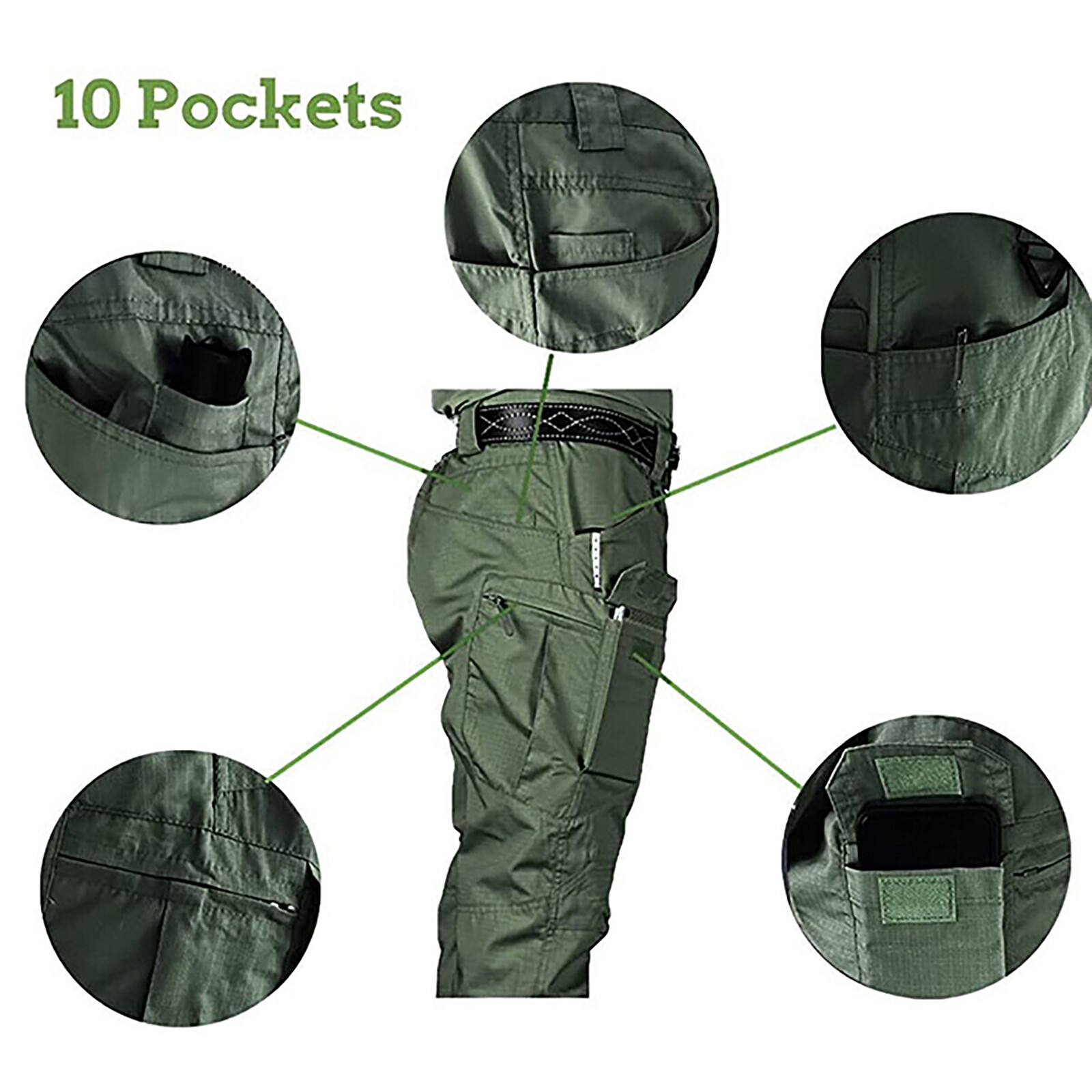 Mens Cargo Pants Work Combat Pants Outdoor Hiking Waterproof Trousers Tactical