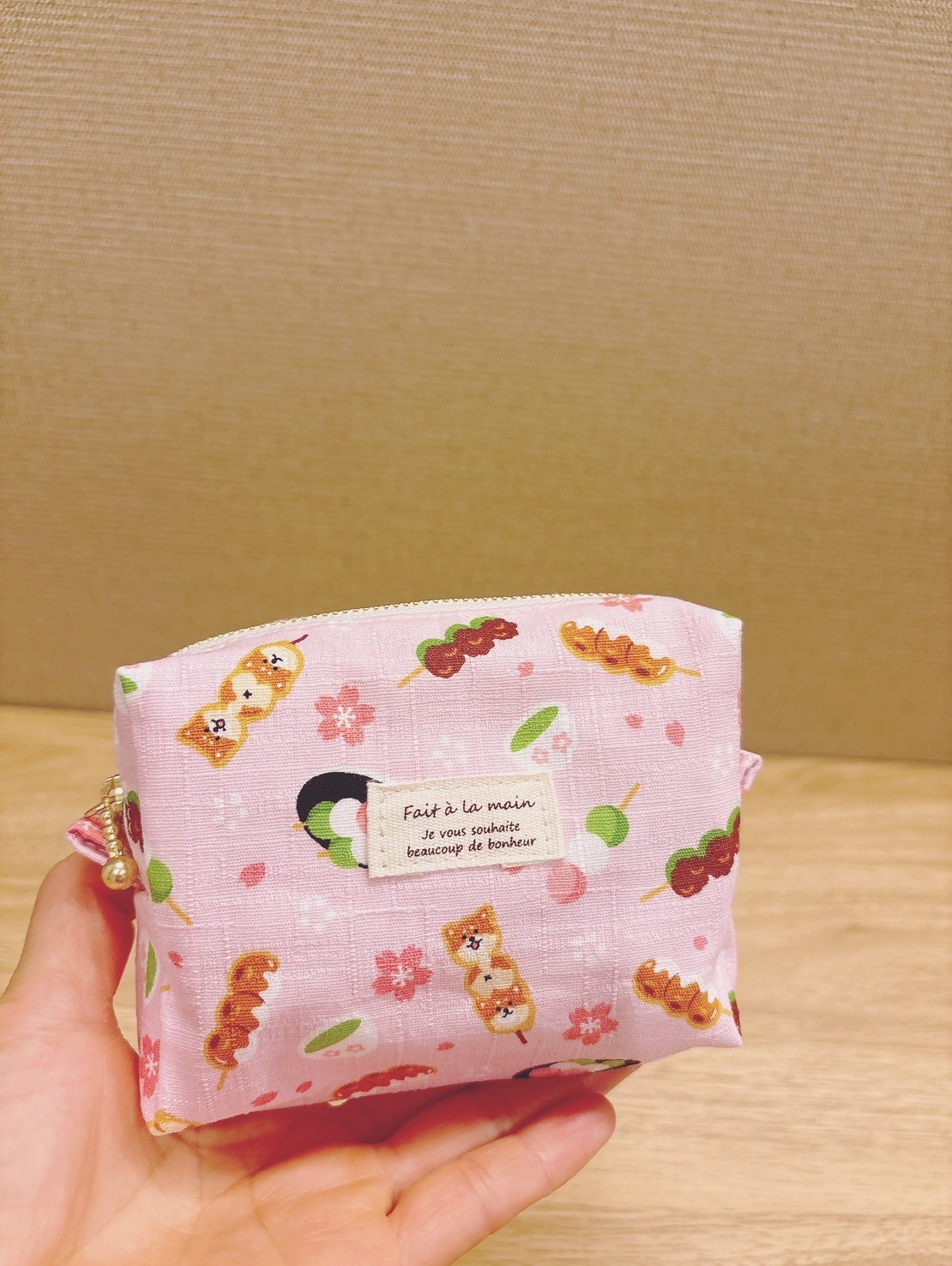 Shiba Inu Zipper Pouch – Handmade Cotton Dango Sakura Small Bag Made in Japan