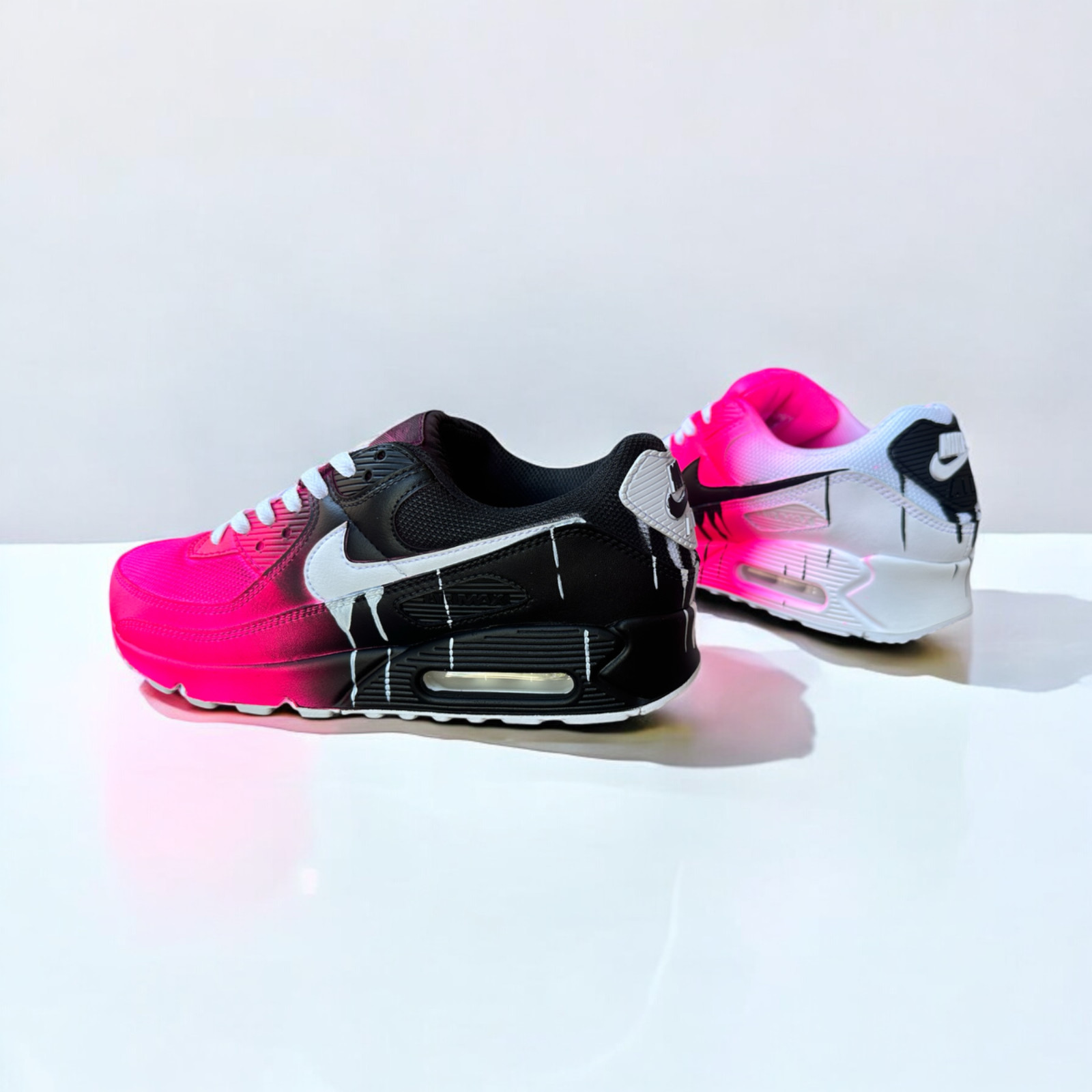 Nike Air Max 90 Custom – Pink Mismatch Fade Drip | Hand-Painted | In-Stock Sizes