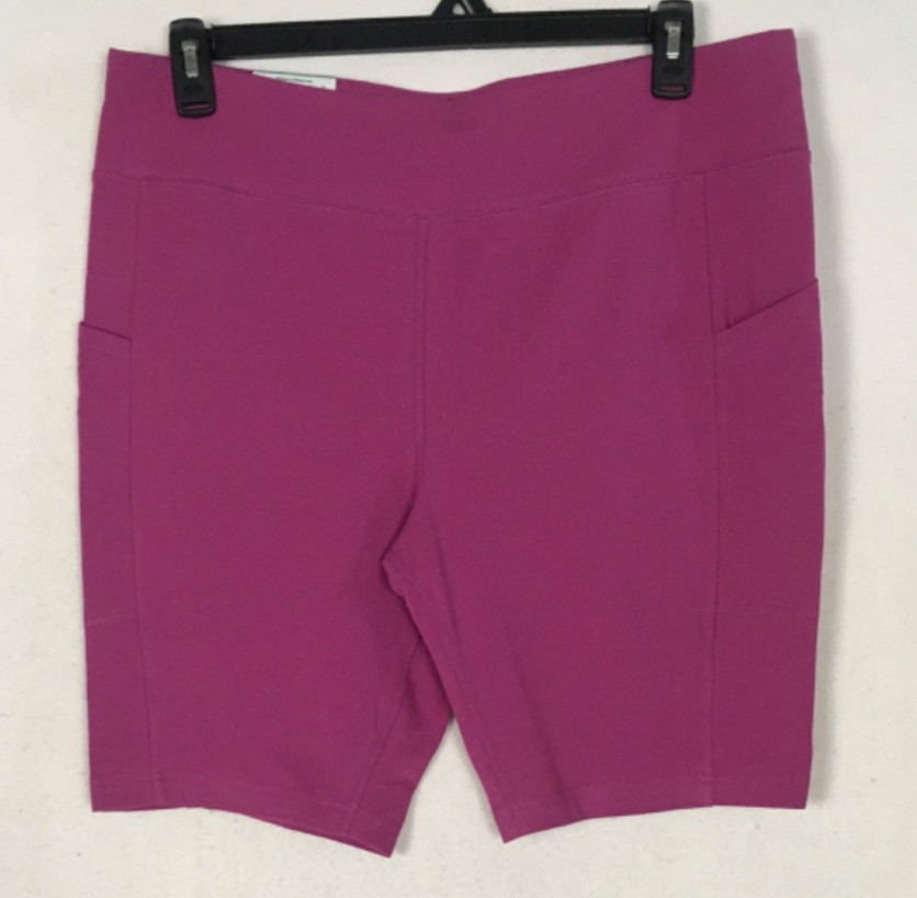Terra and Sky Bike Shorts Women Size 1X Pink High Rise Pockets 9 in Inseam New