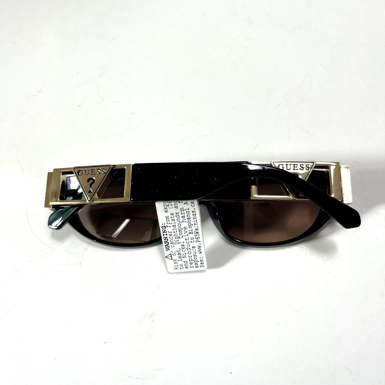 New GUESS Slim Sunglasses GO00087 Acetate Black Gold Logo Brown Lens