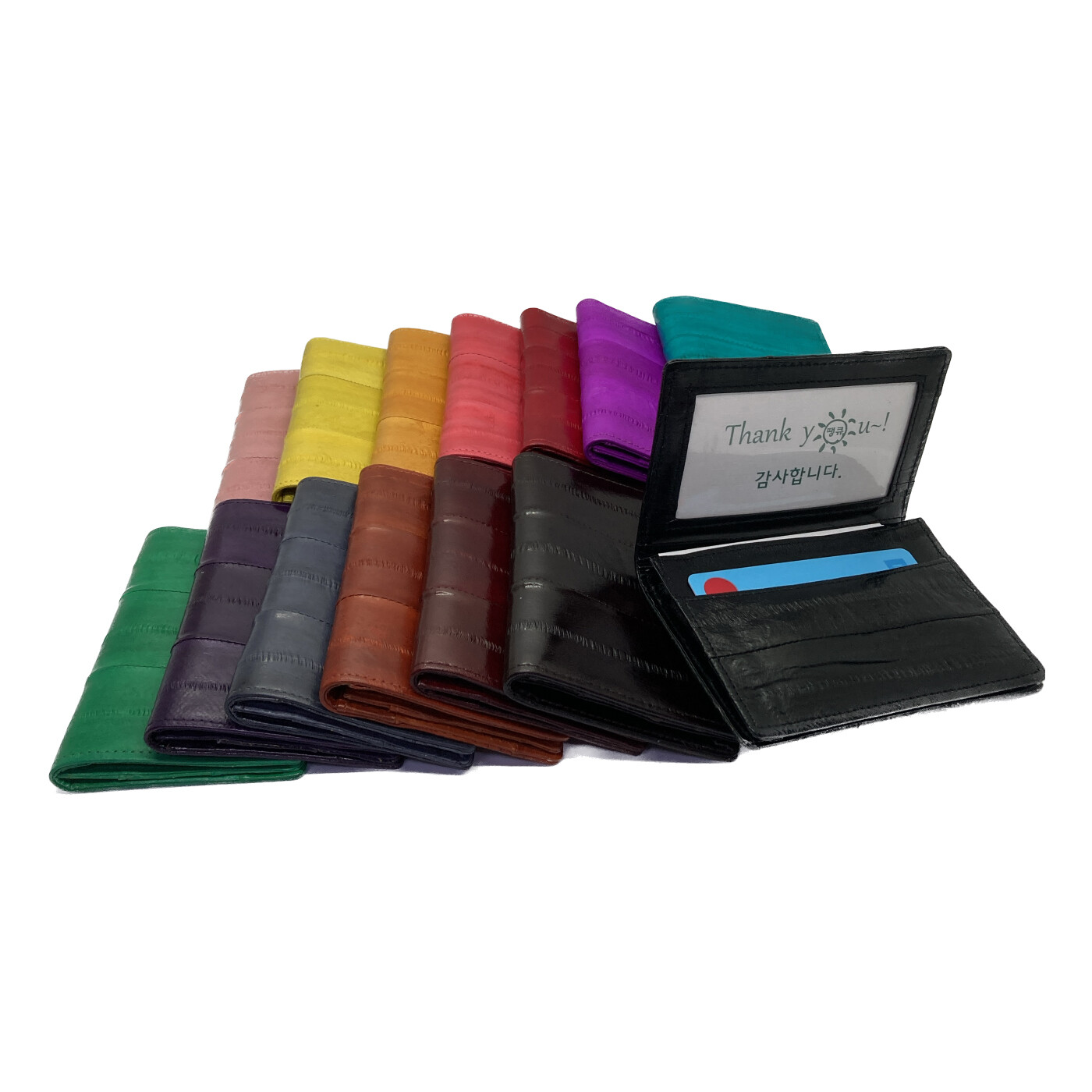 Genuine Eel Skin Leather Business Card ID Wallet Credit Card Case