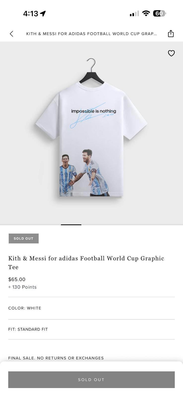 Kith & Messi for adidas Football World Cup Graphic Tee Size L – IN HAND