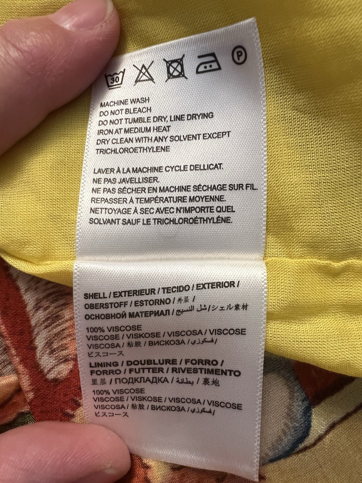 FARM Rio For Anthropologie Yellow Tropical Print Satin Like Fabric Maxi Dress M