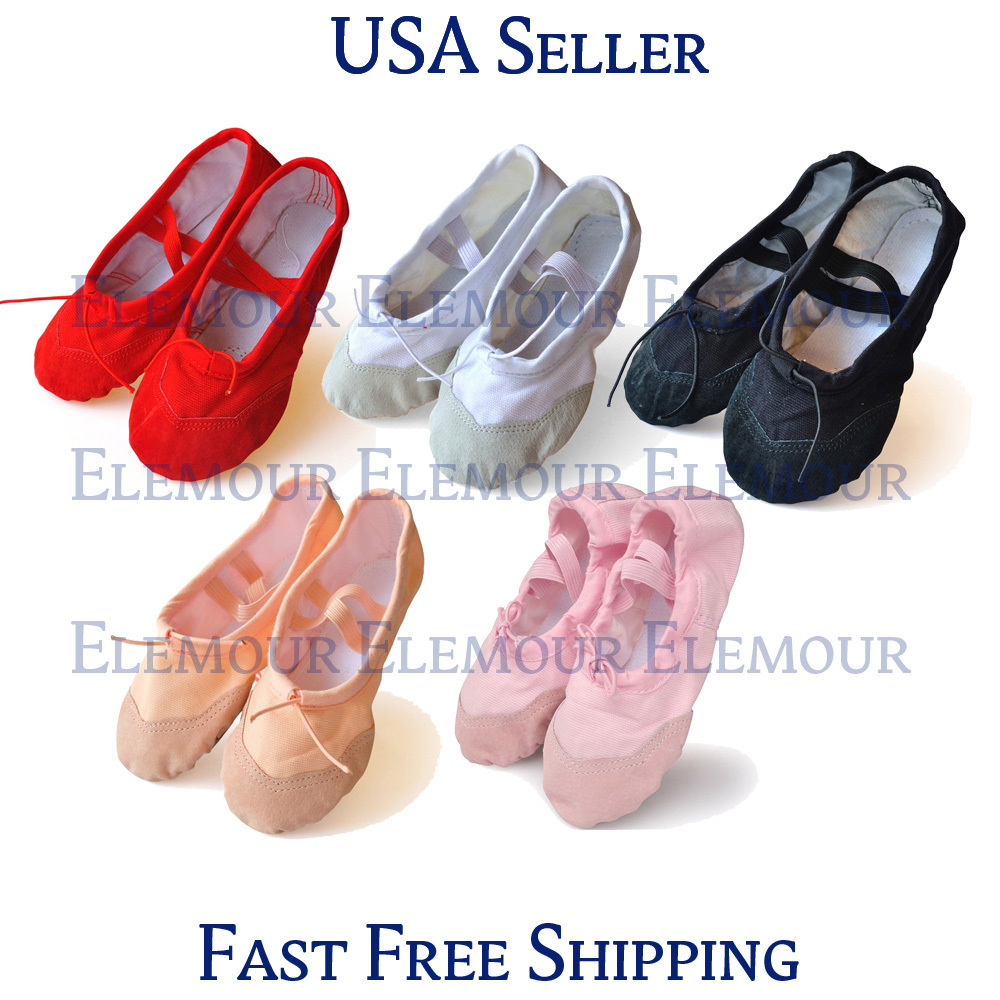 Girls Womens Ballet Dance Shoes Fitness Gymnastics Shoes Canvas US Seller