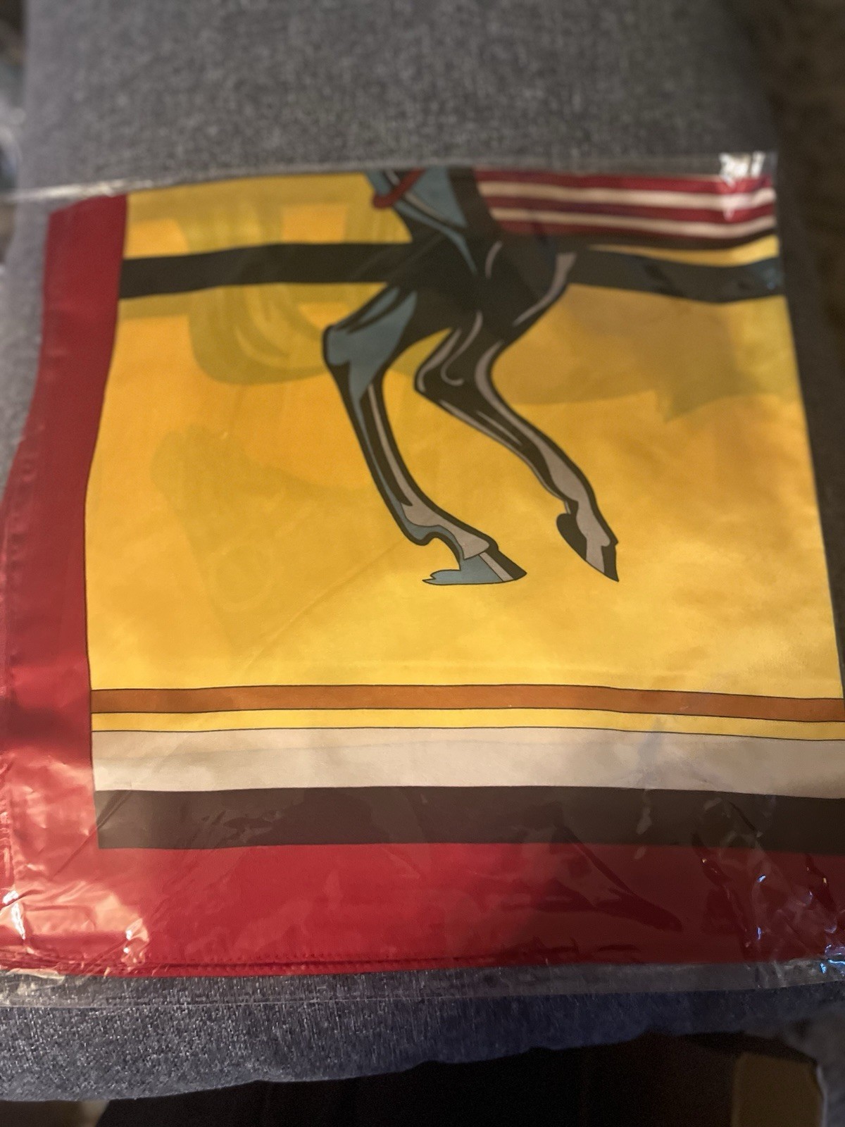 Women’s Square Scarf Geometric Equestrian Horse Multicolor Satin Polyester 35″