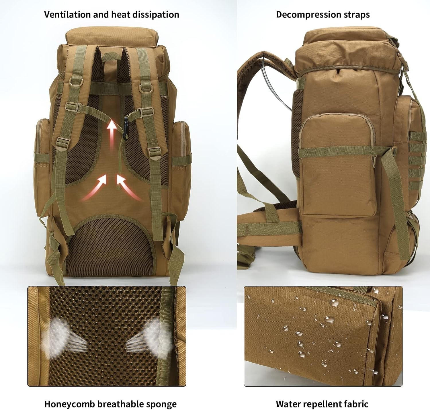 80L/100L Outdoor Hiking Military Tactical Backpack Camping Rucksack Trekking Bag