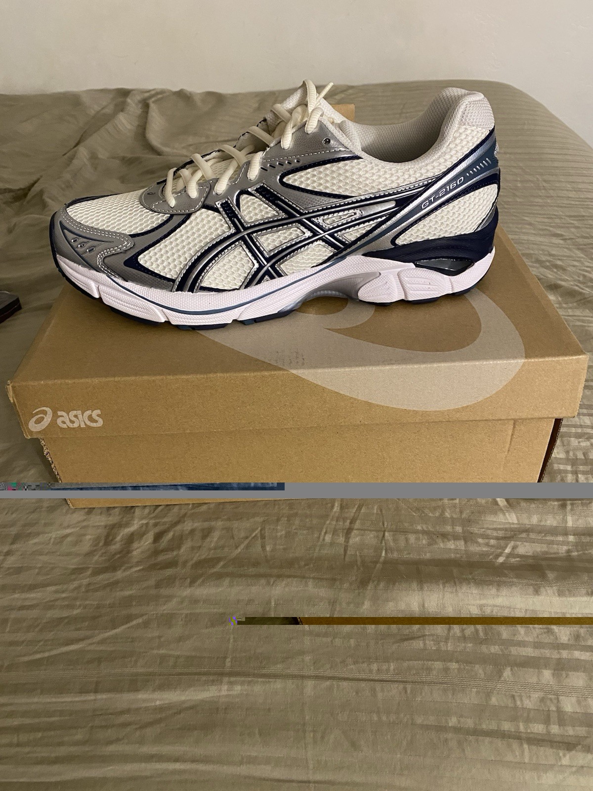 Asics Gel-2160 Cream/Raw Indigo Blue Mesh Running Sneakers Men’s SIZE 10