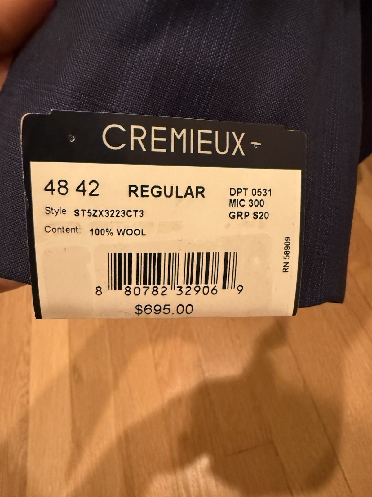 Cremieux Super 150s Wool Blue Plaid 2pc Suit 48R 42W 2-Button Vent
