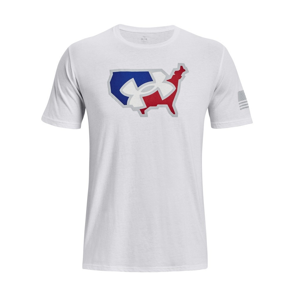 Under Armour 1379221 Men’s UA Freedom Big Flag Lockup T-Shirt, White, X-Large
