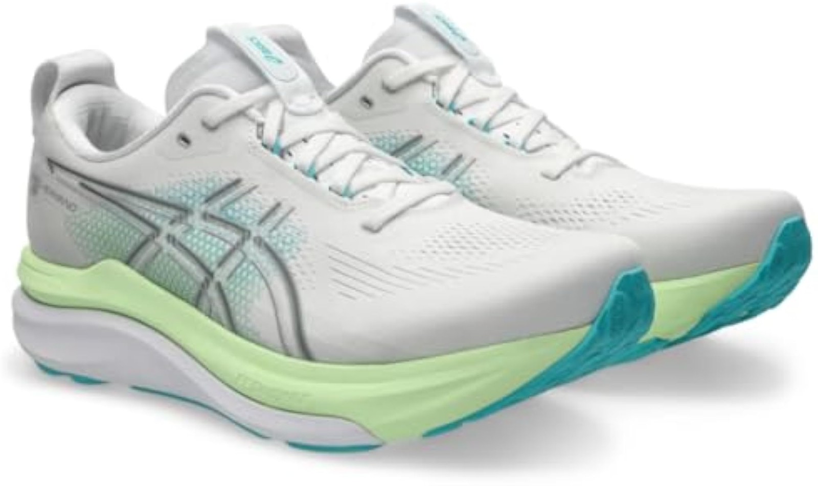 ASICS, Men’s, Gel-Kayano 33, White/Energy Aqua, 12, Wide – White/Energy Aqua – 1