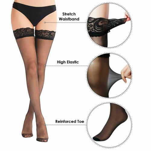 Lady’s Lace Top Stay Up Stockings Thigh-High Sheer Pantyhose Stockings For Women