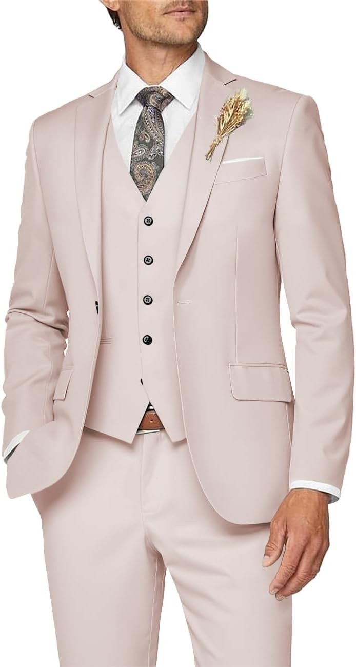 3 Piece Slim Fit Suit for Men Formal Business Wedding Prom Tuxedo Set