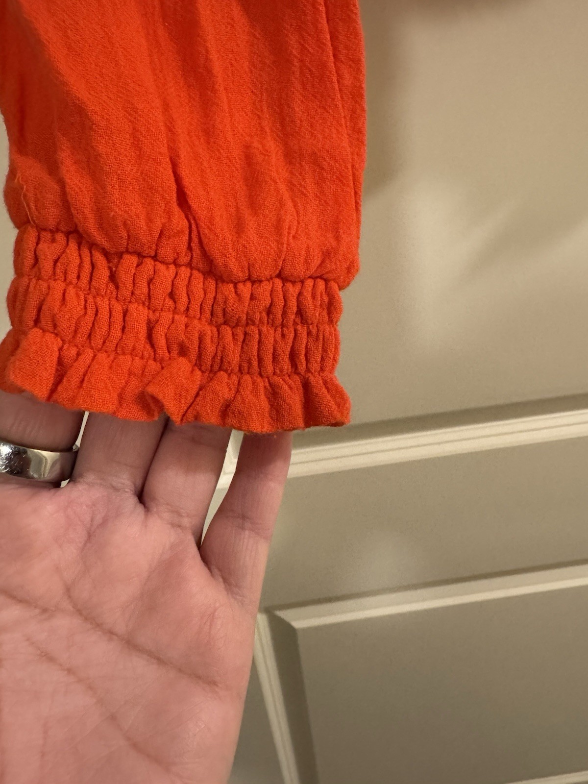 Free People Orange Knit Hoodie XS 100% Cotton V-Neck Hooded Cropped Tassel