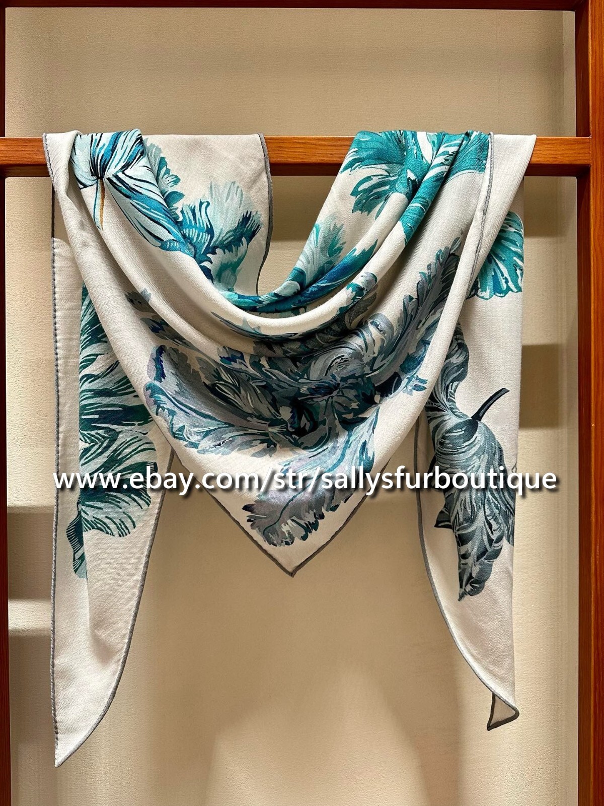 Sallys Cashmere & Silk Wrap Scarf Tulips Print 2 Face Triangle Shawl 190*90cm