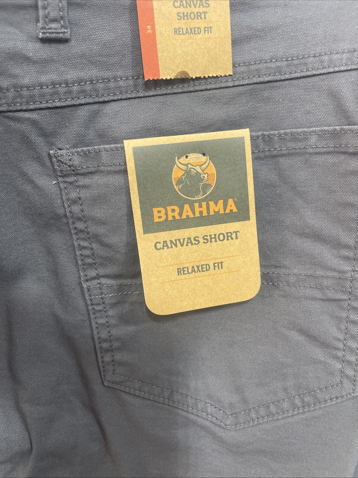 NWT Brahma Canvas Shorts Mens 34 Gray Relaxed Fit 9 in Inseam Stretch Utility