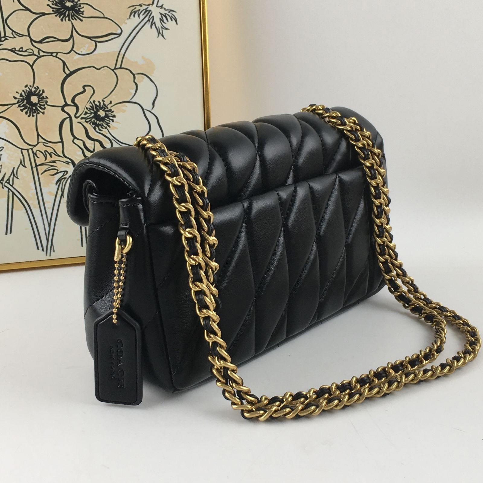 COACH Tabby Shoulder Bag 26 Quilted CP150 Brass / Black Nappa Leather Outlet New