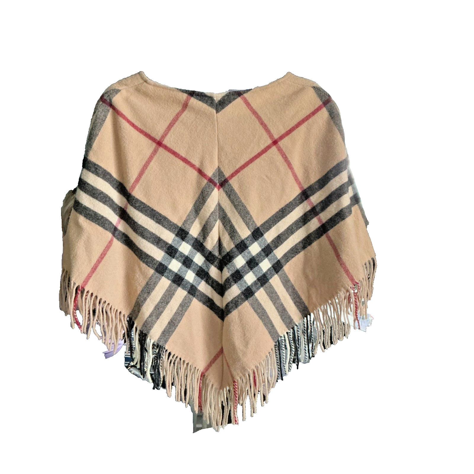 Burberry Wool Cashmere Shawl Poncho Cape Beige Black Red White Nova Check