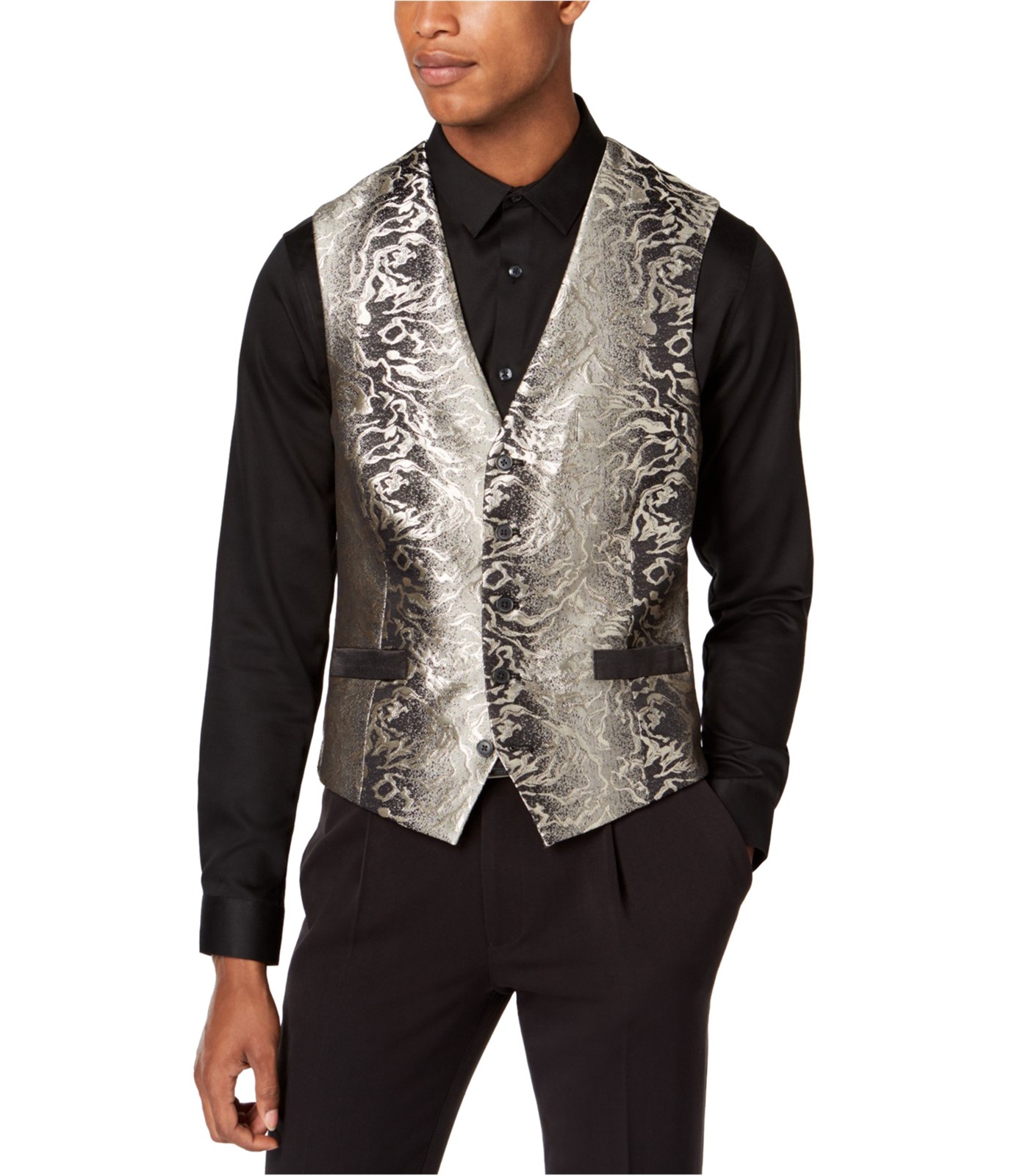 I.N.C Mens Patterned Four Button Vest