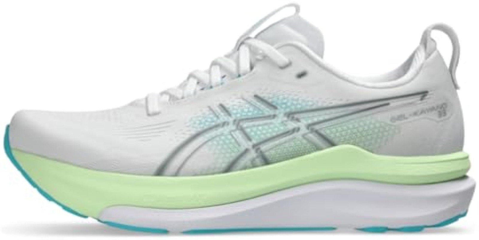 ASICS, Men’s, Gel-Kayano 33, White/Energy Aqua, 12, Wide – White/Energy Aqua – 1