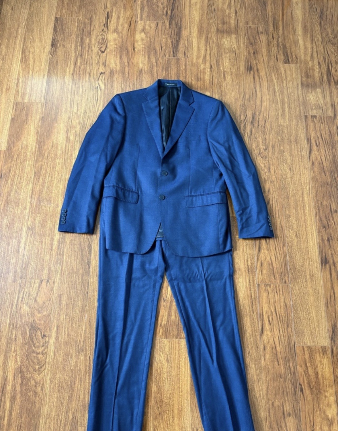 Calvin Klein Men’s Blue 2-Piece Wool Stretch Slim Fit Suit 40S Flat Front