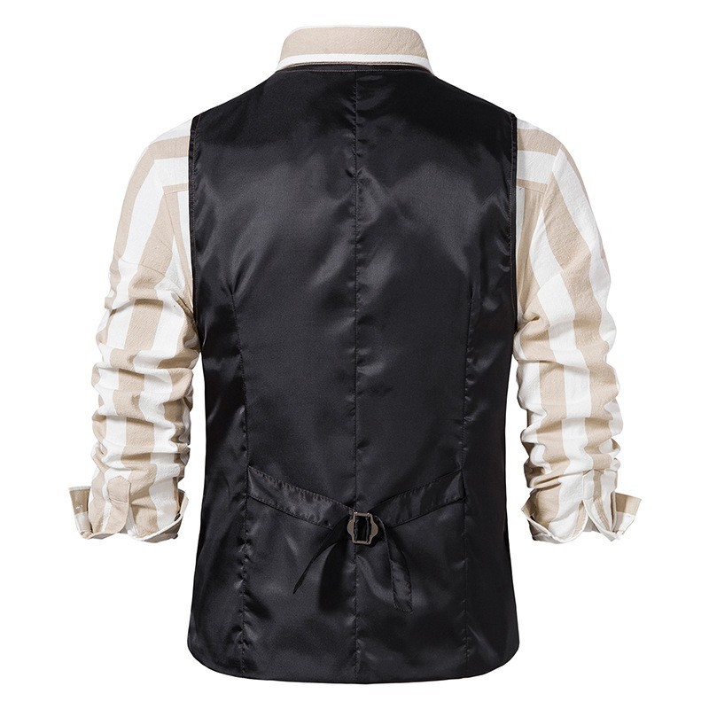Men’s Plaid Tweed Vest Vintage Single-breasted Waistcoat England Style Suit Vest