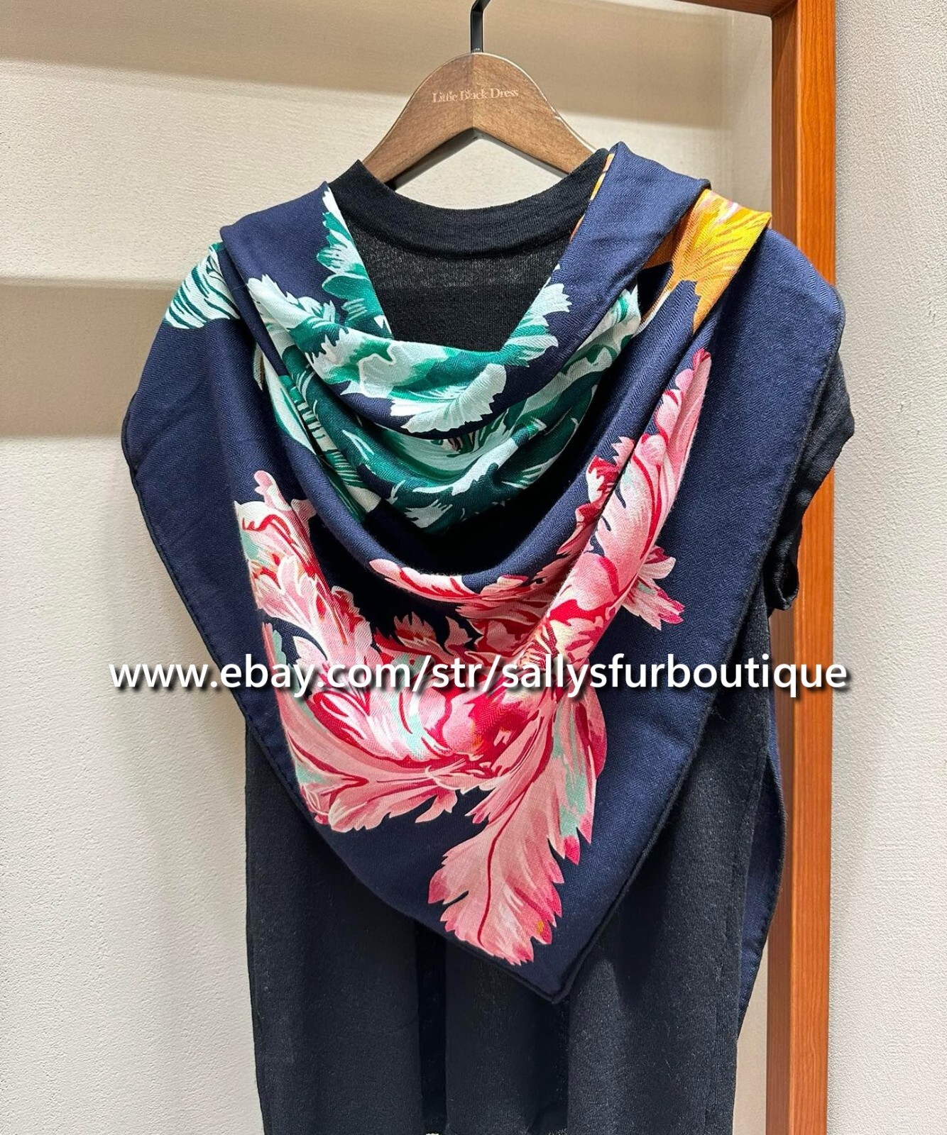 Sallys Cashmere & Silk Wrap Scarf Tulips Print 2 Face Triangle Shawl 190*90cm