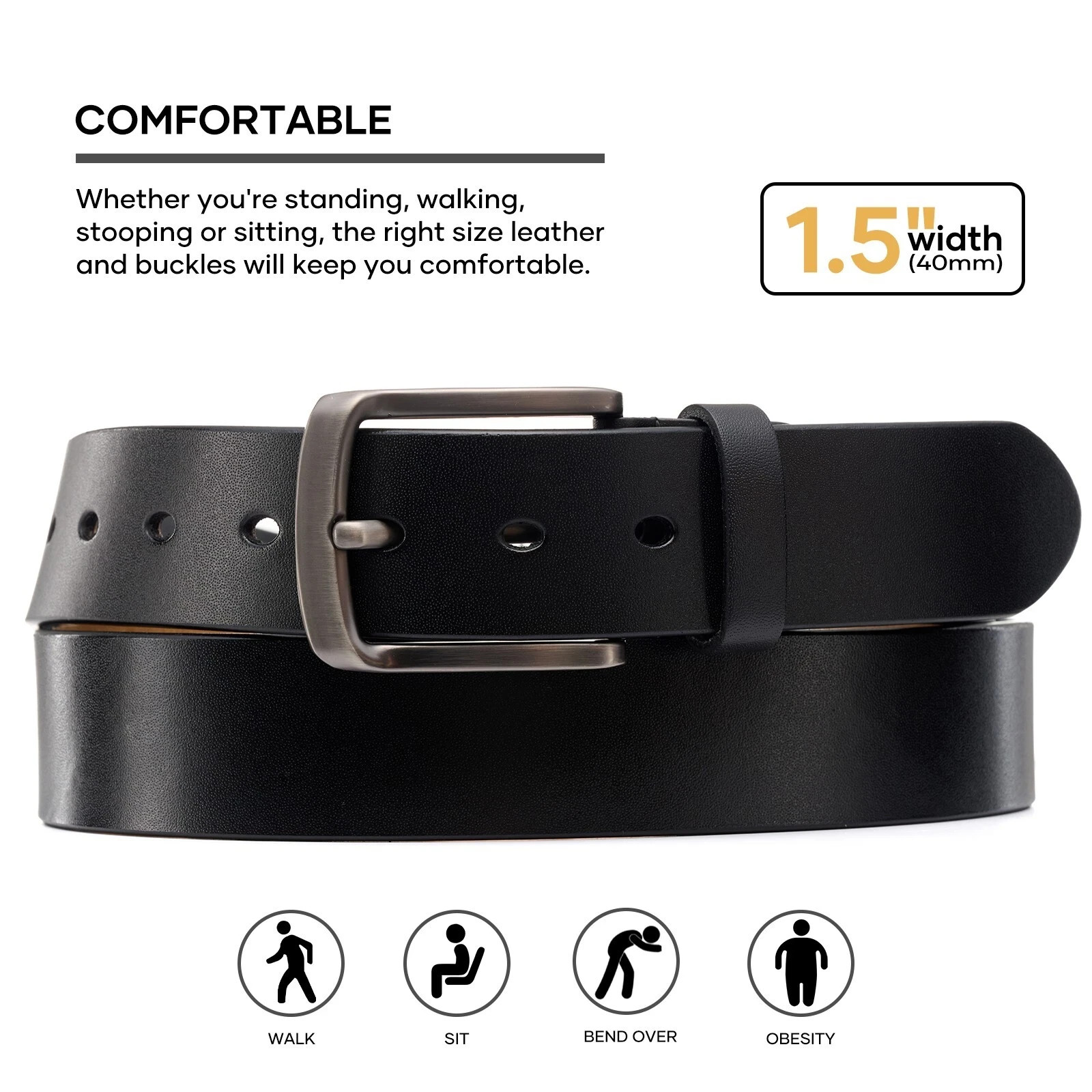 Men’s belts Full Grain Genuine Leather Casual Dress Jeans Belts for Men