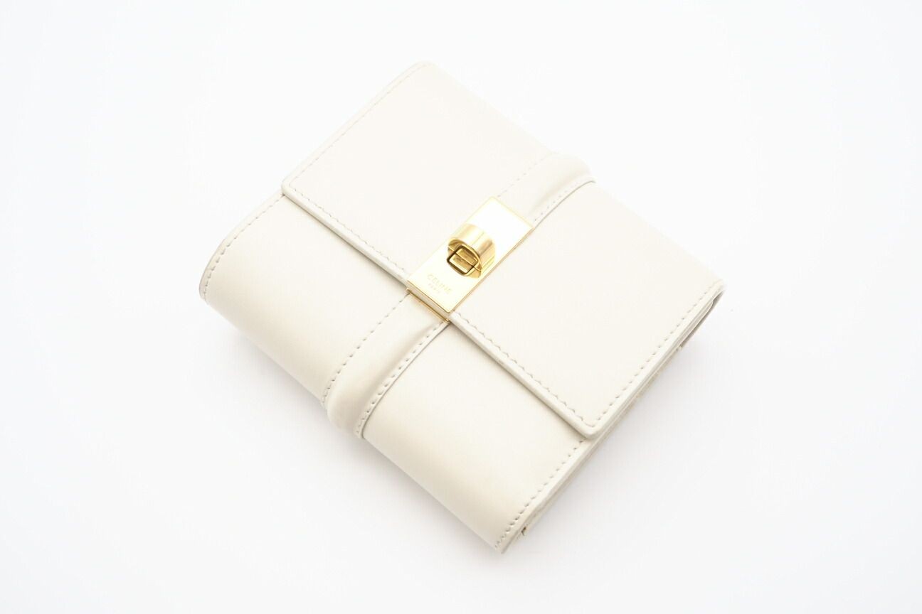 Returns accepted within 3 days CELINE Satin Calfskin Small Tri Fold Wallet 10F52