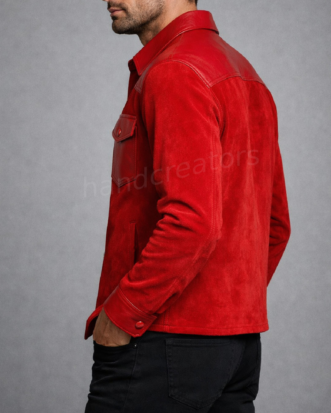 Men’s Brown Suede Body & Leather Design Jacket- Genuine Leather
