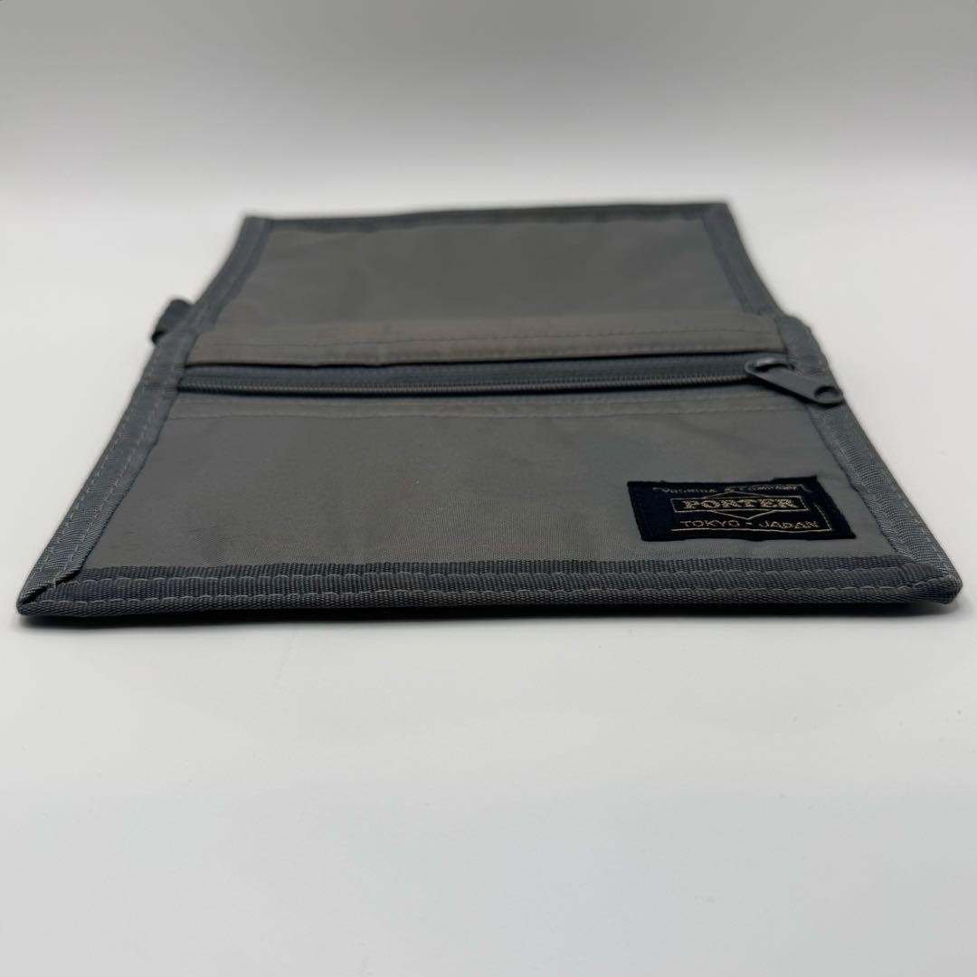 Porter Capsule Wallet Bifold Gray Nylon Compact Cash Card Holder Used