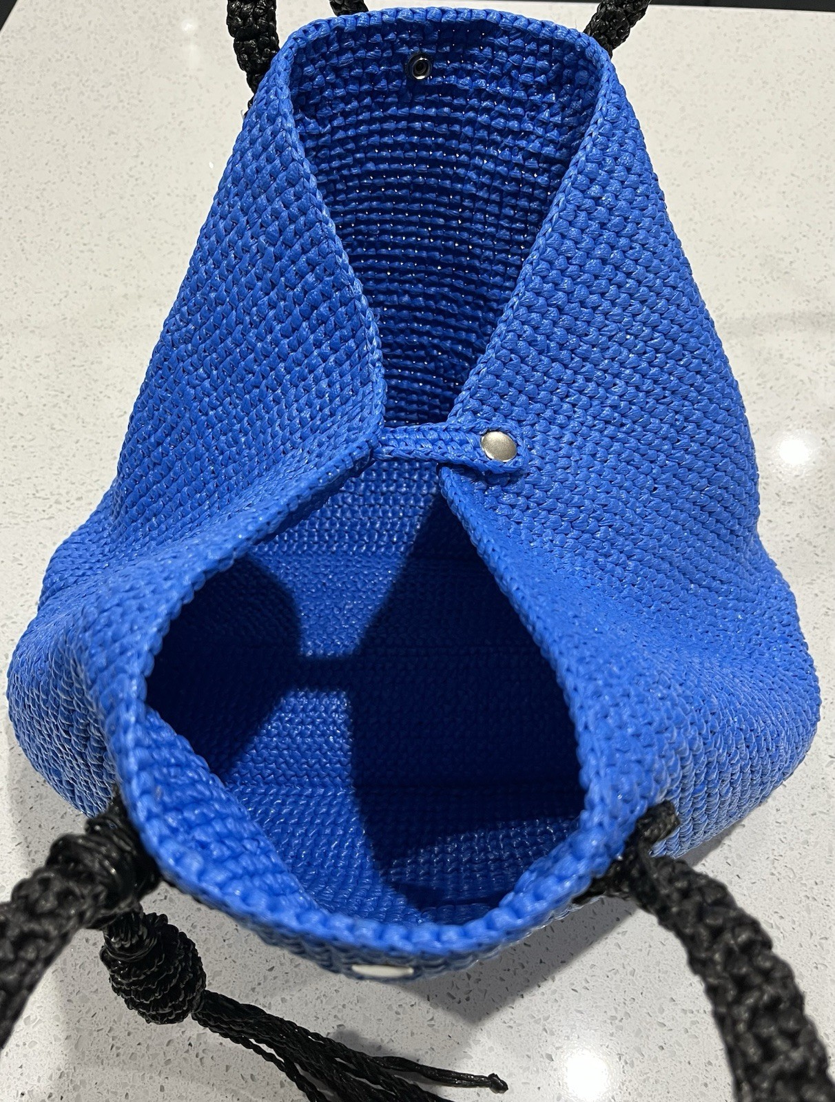 Large 100% Recycled Plastic Handcrafted Tote Bag W/ Tassel