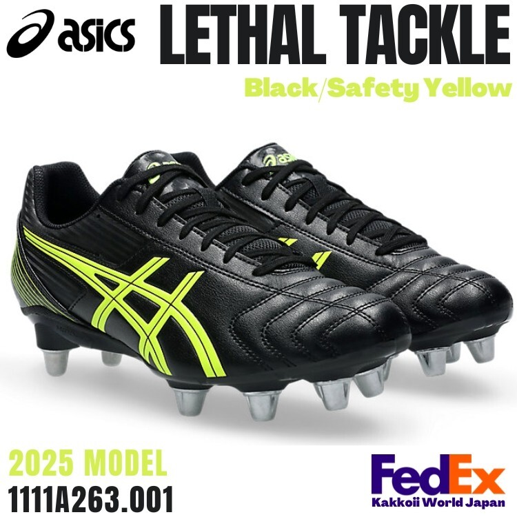ASICS Rugby Cleats LETHAL TACKLE WIDE 1111A263.001 Black/Safety Yellow 2025 NEW!