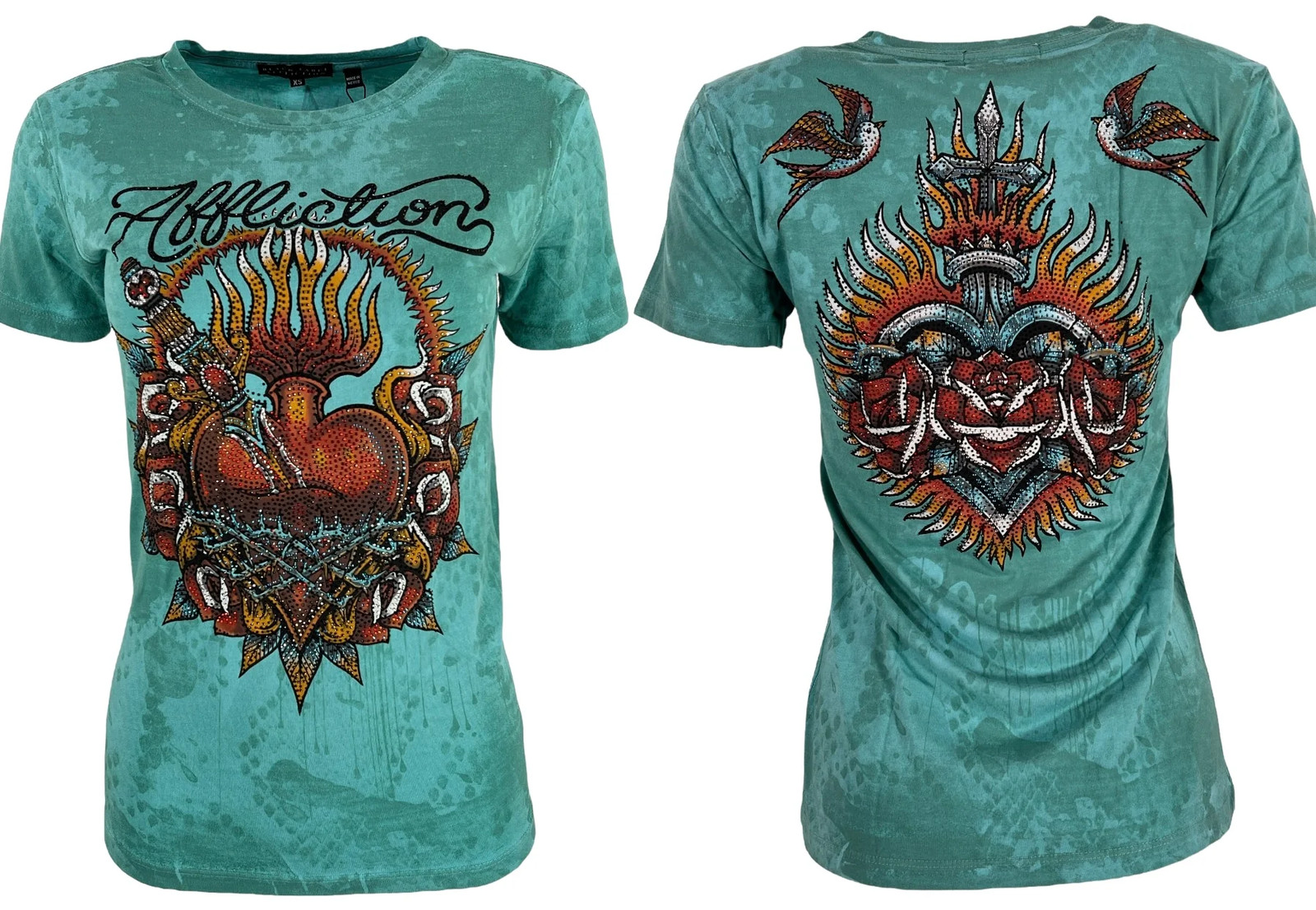 Affliction Women’s T-Shirt Queenie Rae Biker Tattoo