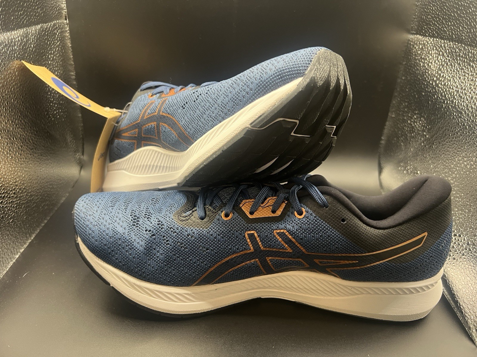 Sz 11 ASICS EzeRide Running Sneakers Low Top Lace Up Blue/Black/Gold