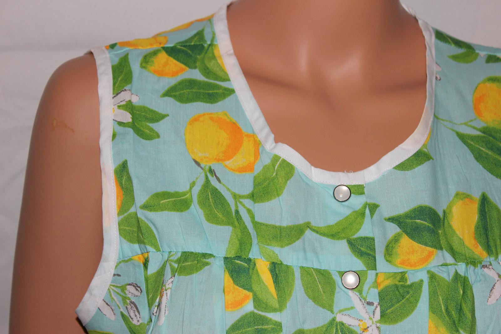 NEW – EASY ESSENTIALS SNAP FRONT SMOCK COBBLER APRON BLUE WITH LEMONS MED & LG