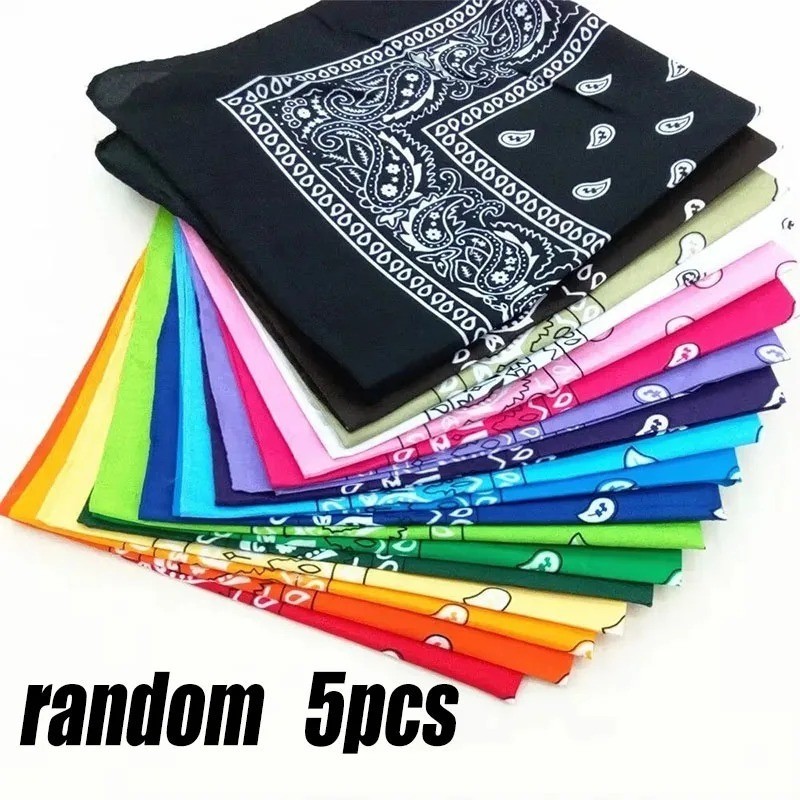 1-10Pcs Bandana 100% Cotton Paisley Print Double-Sided Scarf Head Neck Face Mask