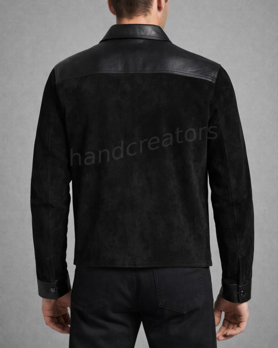 Men’s Brown Suede Body & Leather Design Jacket- Genuine Leather
