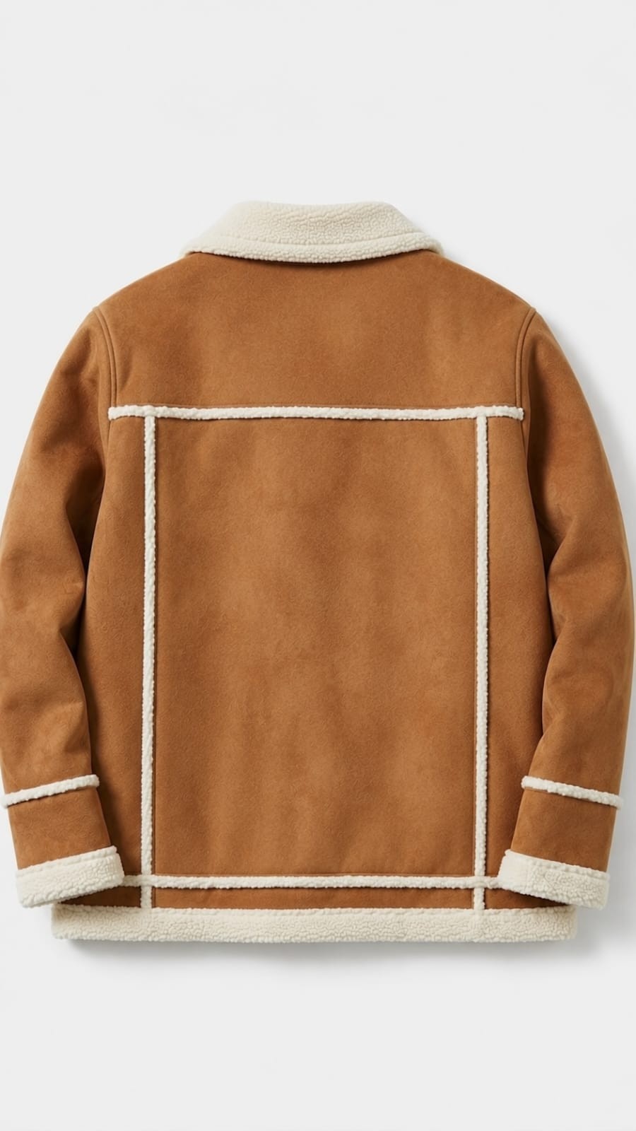 Men’s Vintage Tan/Brown Aviator Shearling Jacket Faux Suede Fleece Lined Coat
