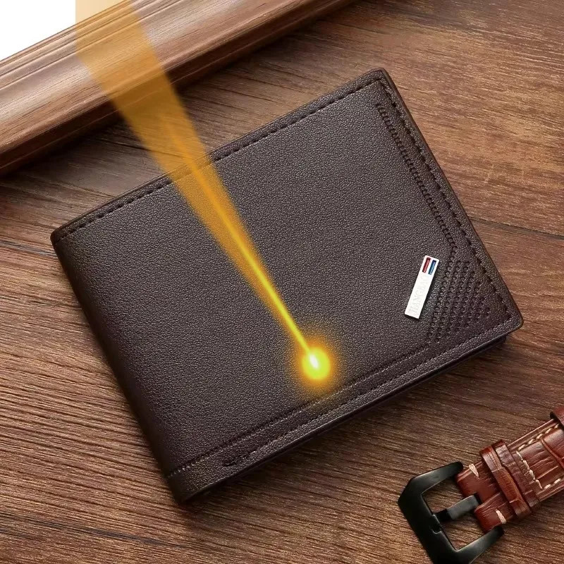 Engrave Custom Name Men’s Short Frosted Leather Wallet Multi-Slot Coin Pocket