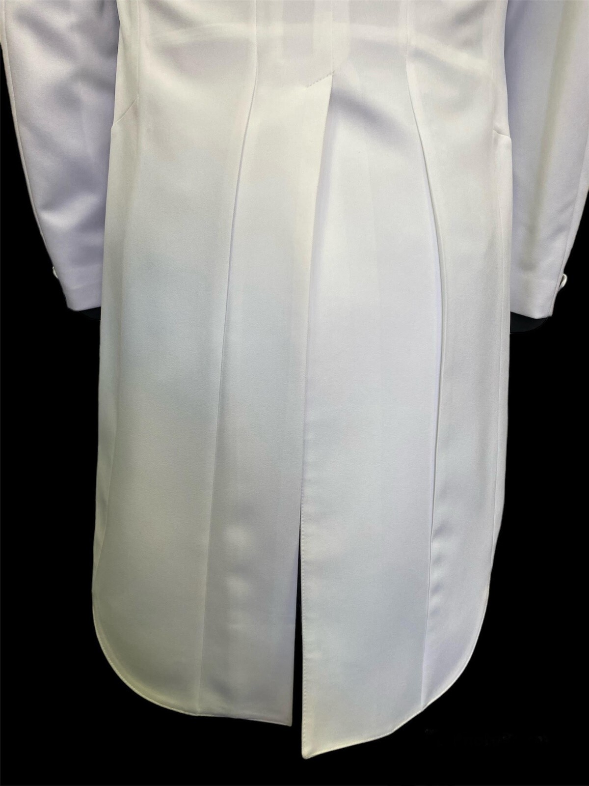Men’s White Tuxedo Tailcoat with Satin Lapels- Easy Care Wedding Prom Black Tie