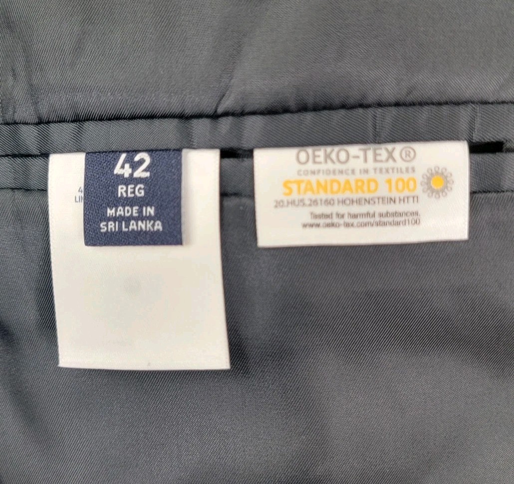Lands End Mens Blazer Wool Navy Blue Gold Button Jacket Sport Coat Size 42R