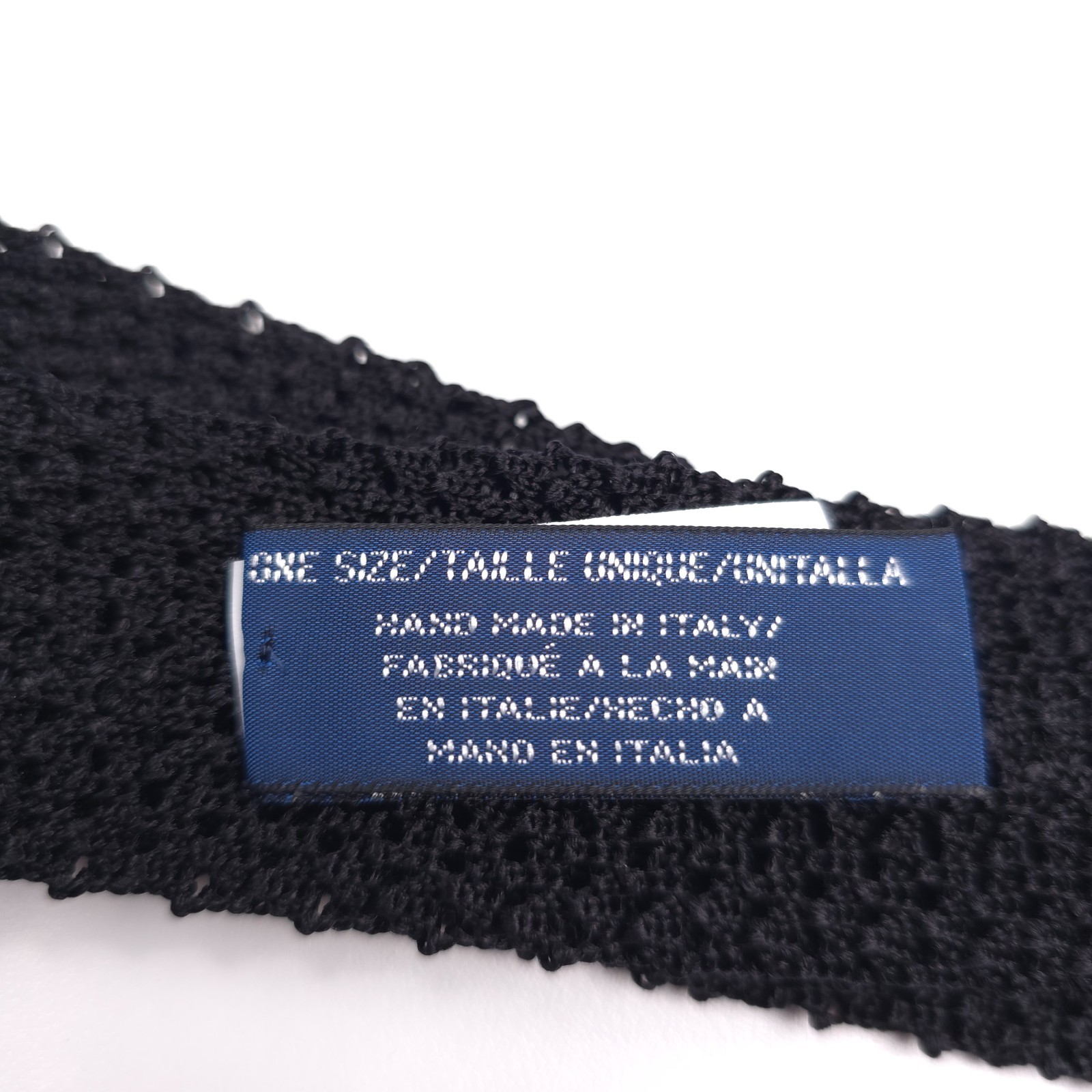 Polo Ralph Lauren Knit Silk Tie Mens One Size Solid Black Handmade in Italy