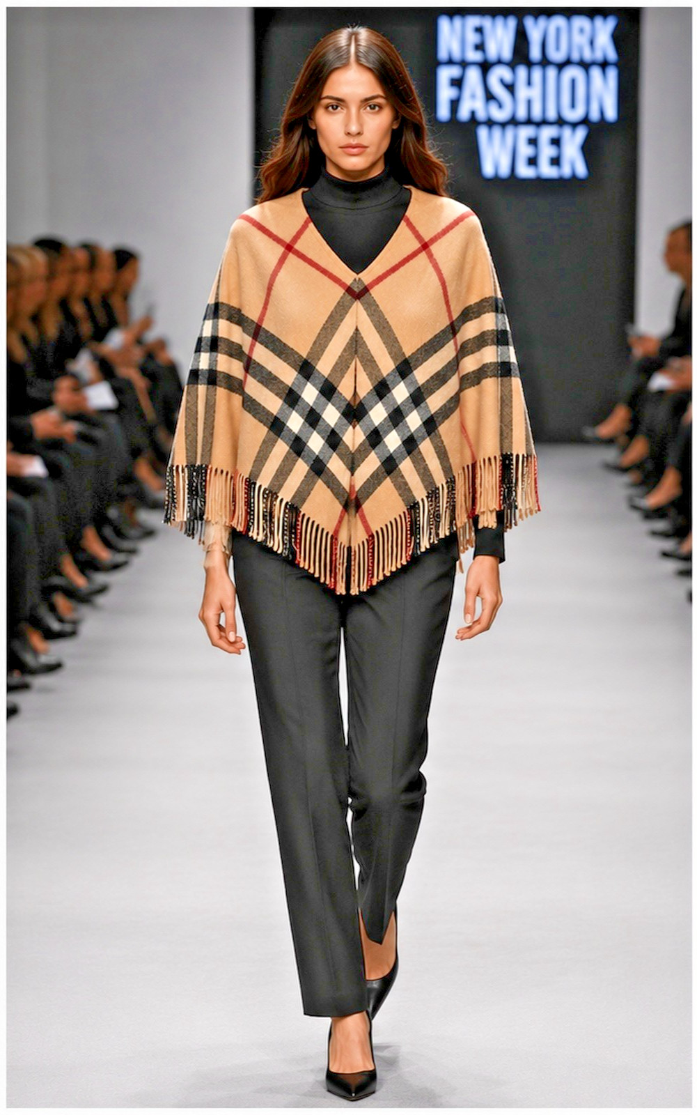 Burberry Wool Cashmere Shawl Poncho Cape Beige Black Red White Nova Check