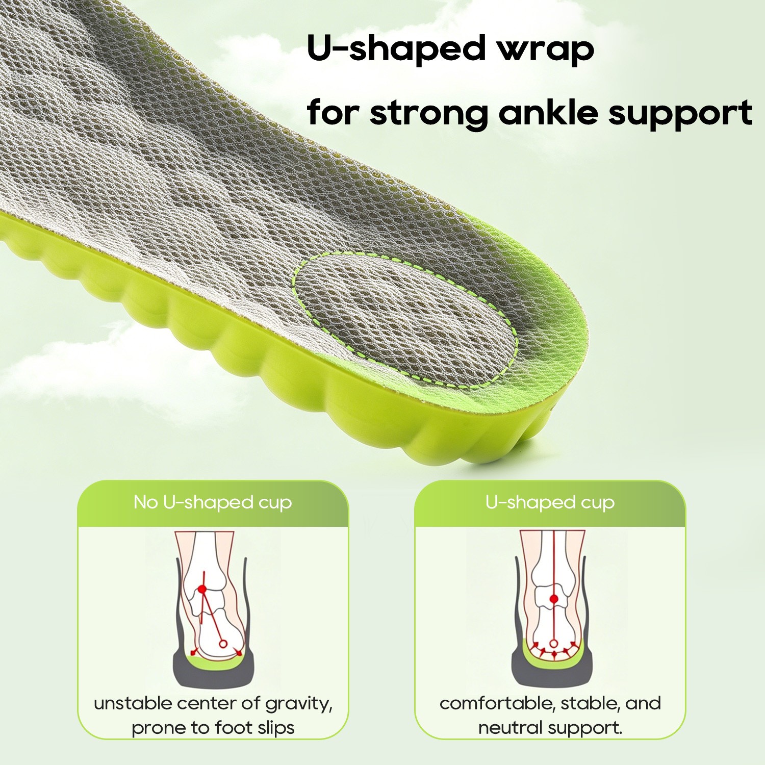 4D Cloud Height Increasing Insoles – Ultra Soft Elastic Comfort Shoe Pads US7-12